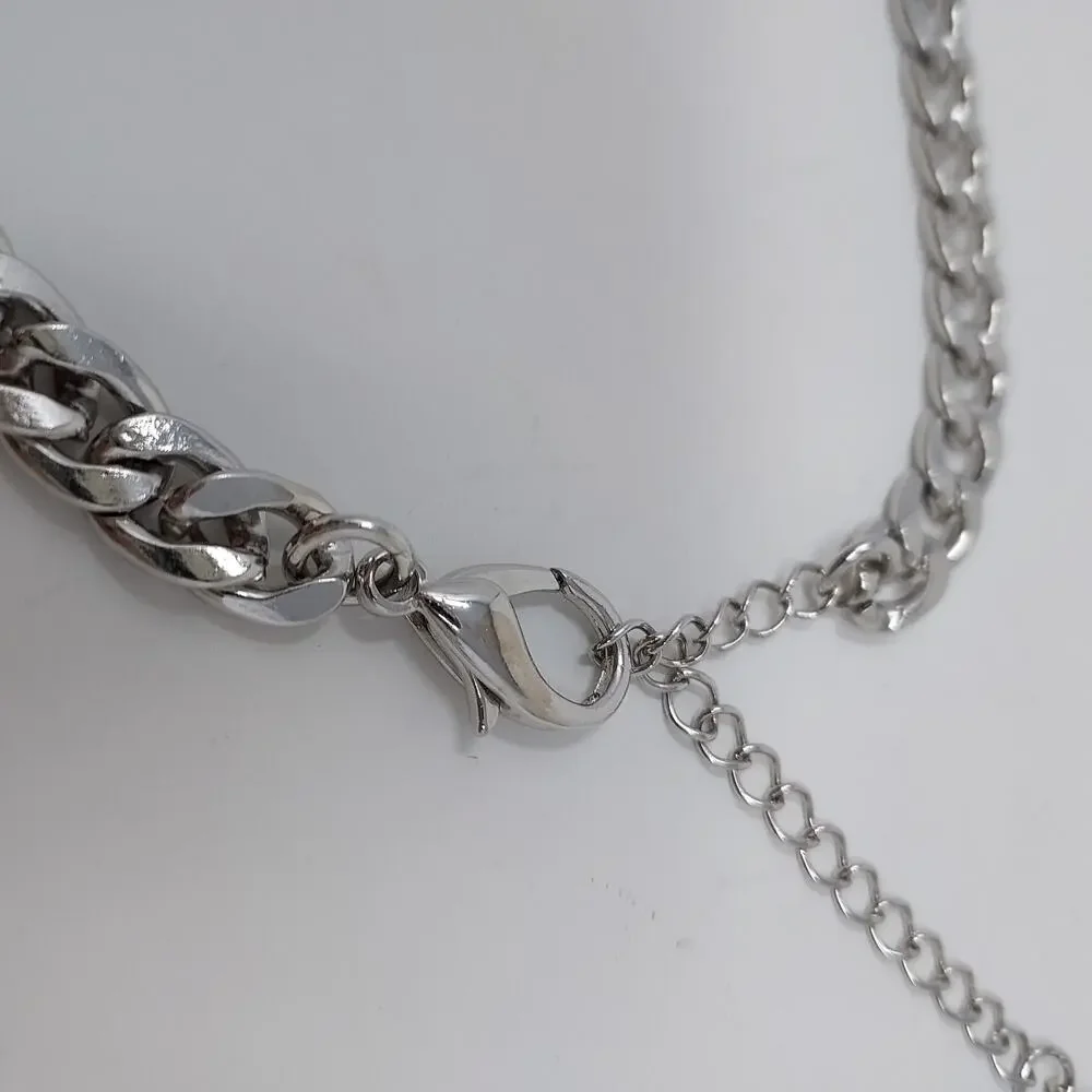 Rhinestone Statement Necklace Floral Large Heavy Bib Collar Silver Tone 3